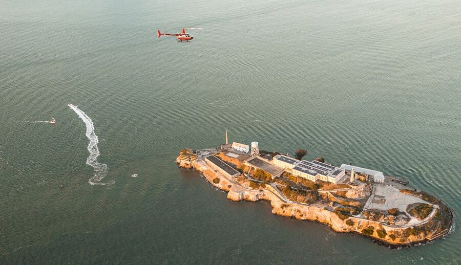 From Sausalito: San Francisco and Alcatraz Helicopter Tour - Crossing the Golden Gate Bridge by helicopter