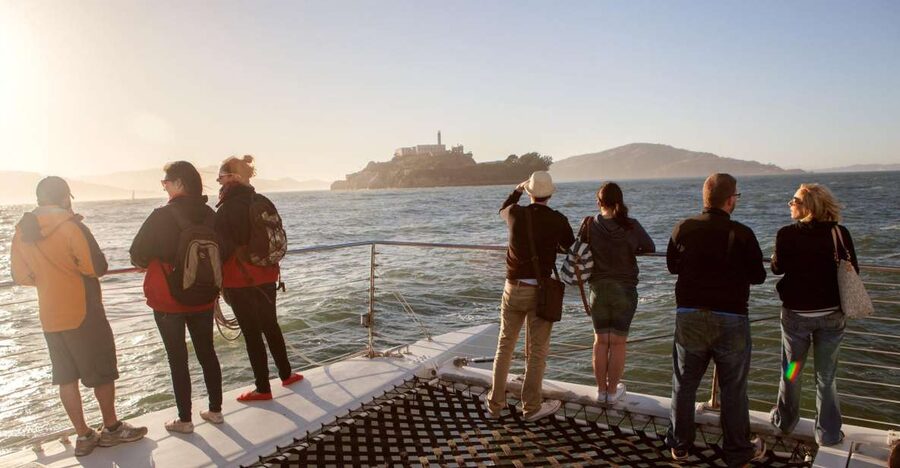 San Francisco Bay Sunset Cruise by Luxury Catamaran - Leaving the pier and finding the best seat