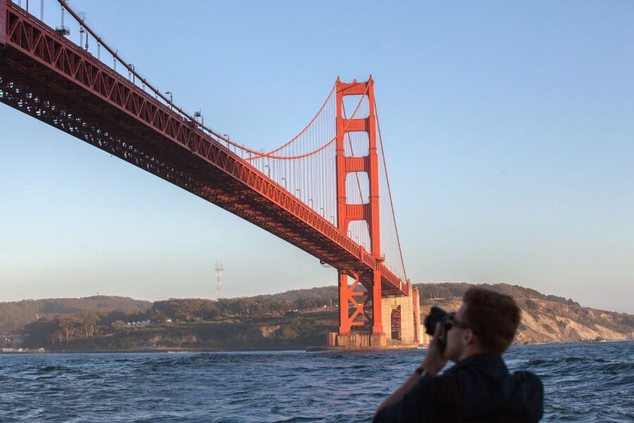 San Francisco Bay Sunset Cruise by Luxury Catamaran - Sailing beneath the Golden Gate Bridge