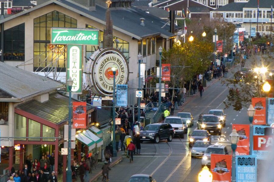 San Francisco Double Decker Bus Night Tour - Returning along the Embarcadero