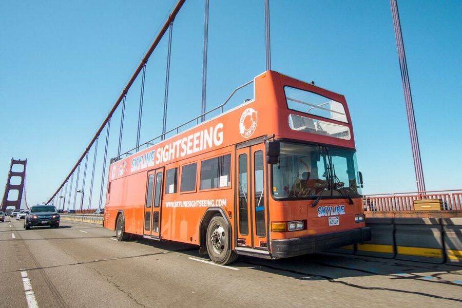 San Francisco: Hop-On Hop-Off Bus with Ferry & Alcatraz Tour - The Golden Gate Bridge from the upper deck