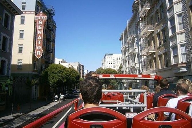 San Francisco Hop-On Hop-Off Open Top Bus Tour (Essential) 24Hour - Union Square and Civic Center show two different San Franciscos