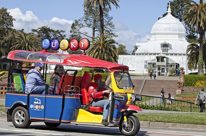 San Francisco Private Group City Tour 2.5 Hours - Lucky Tuk Tuk - Umbrella Alley gives the ride a colorful finish